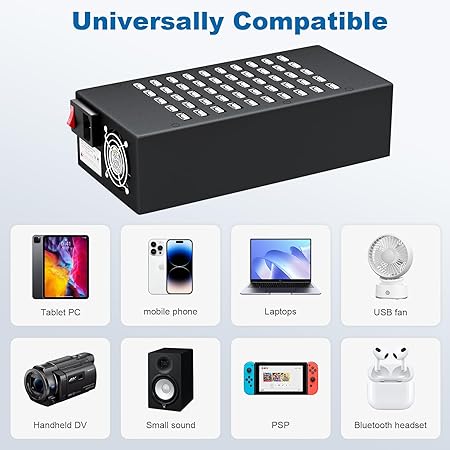 50-Port 200 W USB Charging Station