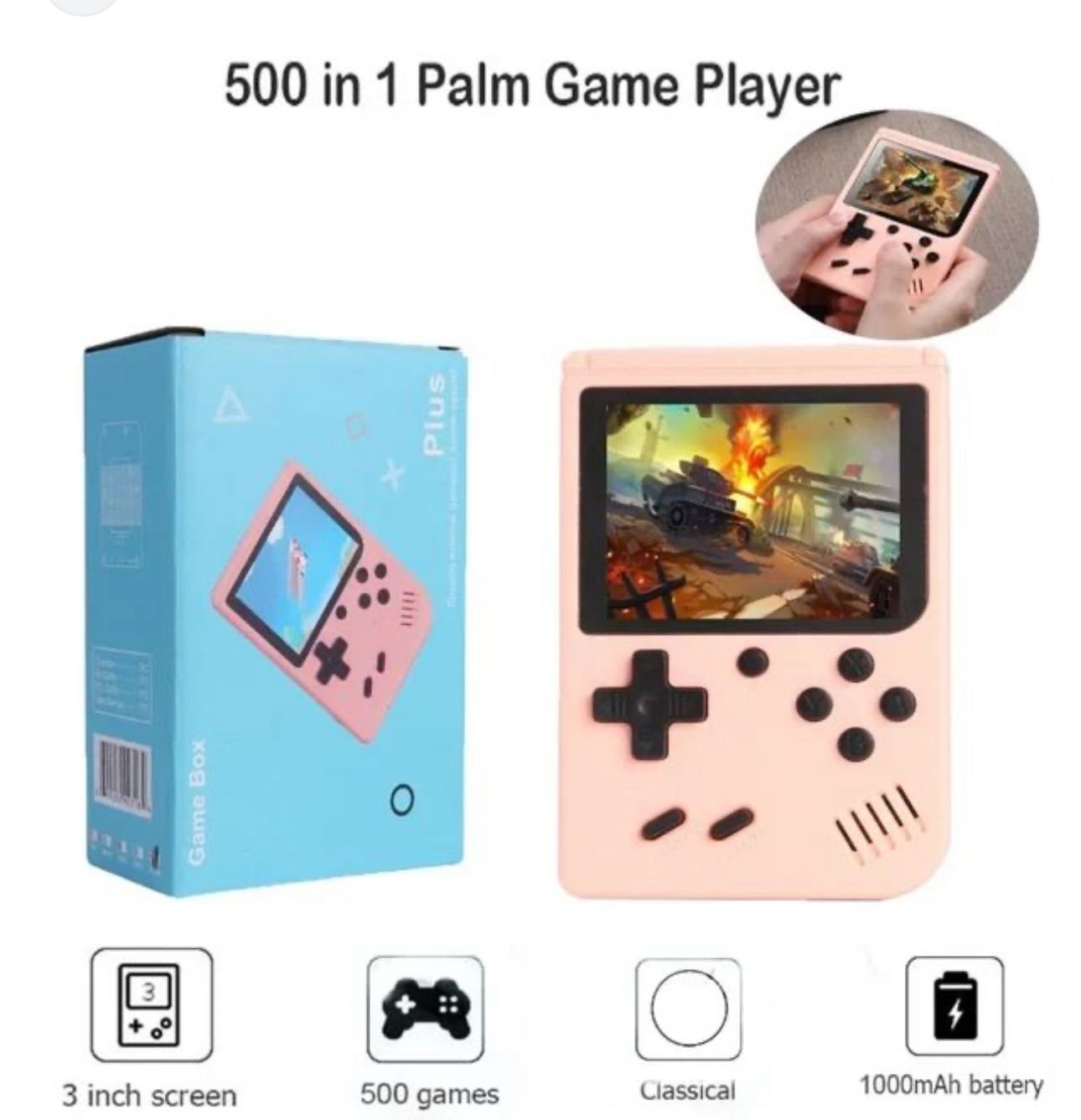 500-in-1 Handheld Palm Game Player