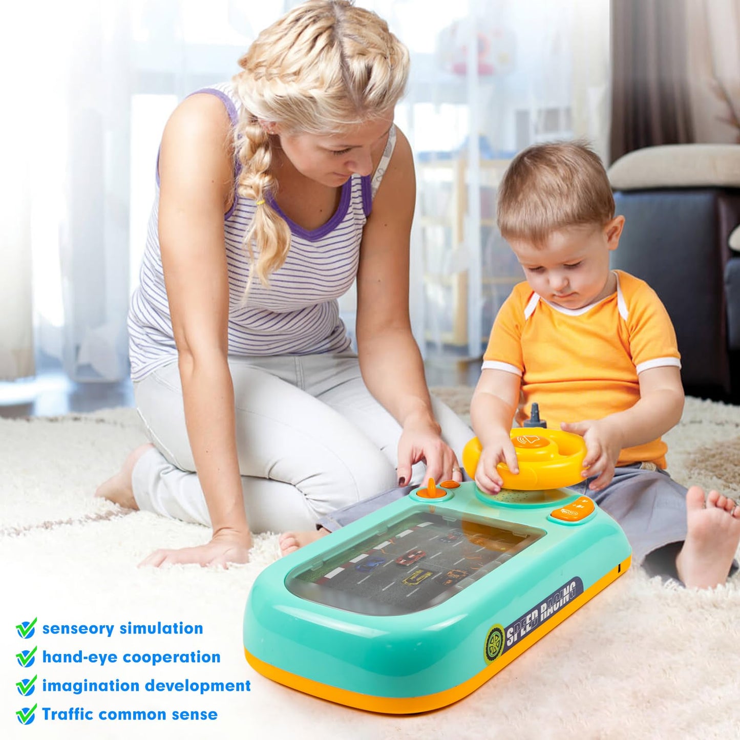Car Racing Adventure – Educational Interactive Steering Driving Toy for Kids