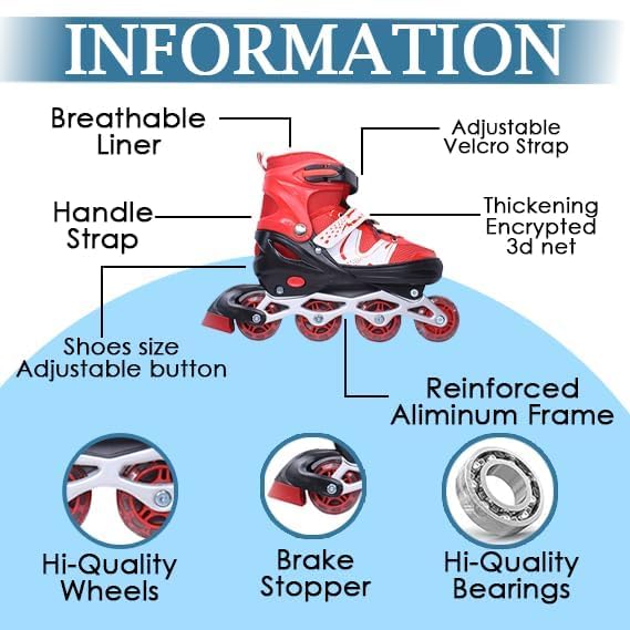 Generic Power Super Adjustable Inline Skates (7-8 Years)